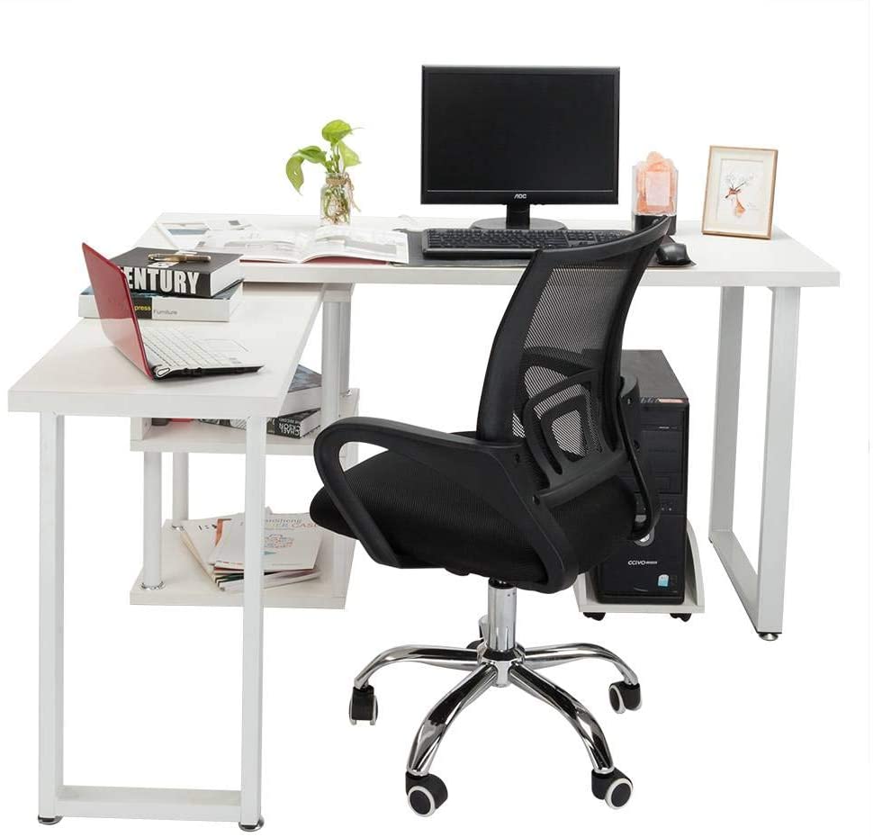Adjustable Office Swivel Chair - Mesh Back Gas Lift Task Chair with Lumbar Support, Armrest, and Rolling Wheels (Black)