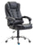 Reclining PU Office Chair Leather Executive Home Office Chair with Footrest - Black