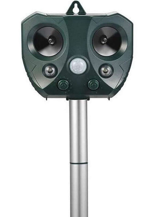 Solar Powered Ultrasonic Animal Repeller - Waterproof Outdoor Pest Deterrent for Raccoons, Cats, Dogs, Birds, Rabbits, Squirrels, Skunks, Deer, Rodents