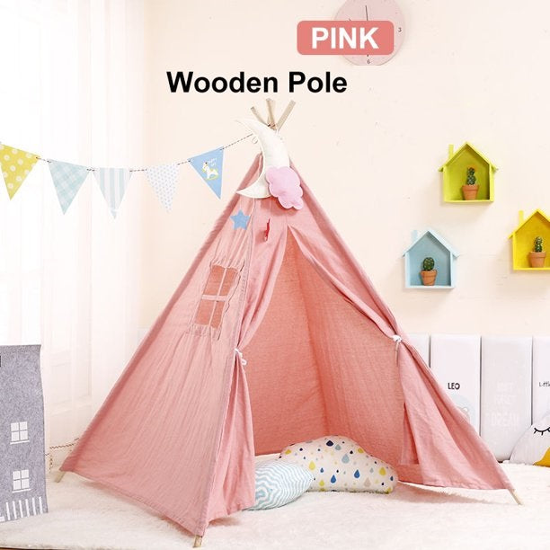 Kids Play Tent Teepee Cotton Canvas Kids Play Tent for Boys Girls
