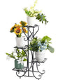 4-Tier Metal Plant Stand Indoor Outdoor Flower Shelf (Black)