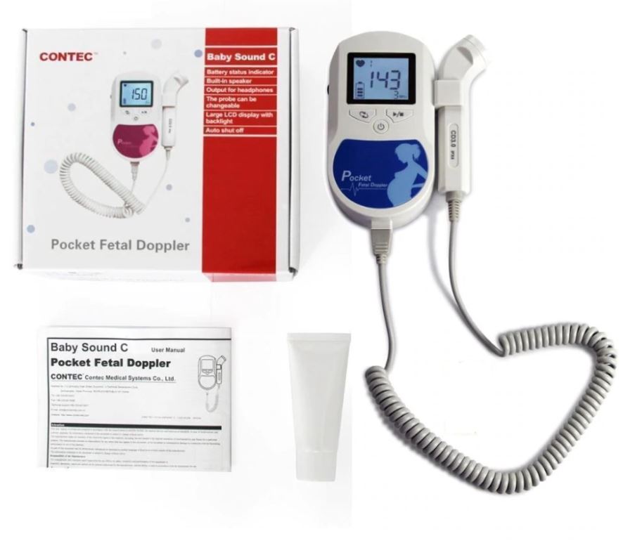 Medical Fetal Doppler Baby Heartbeat Monitor – Portable Ultrasound Detector with LCD Display, 2.0 MHz Probe, Includes Gel