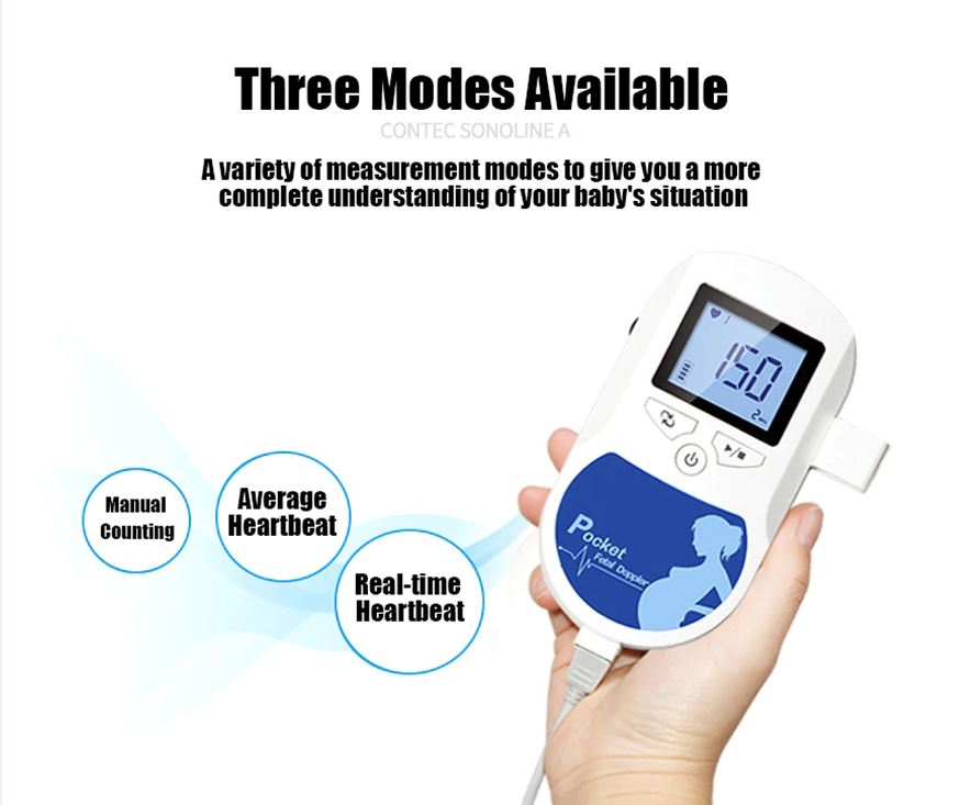 Medical Fetal Doppler Baby Heartbeat Monitor – Portable Ultrasound Detector with LCD Display, 2.0 MHz Probe, Includes Gel