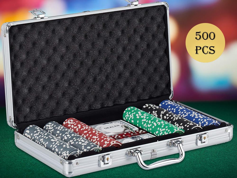 Poker Chip Set – 500 Poker Chip Set with Case & Cards