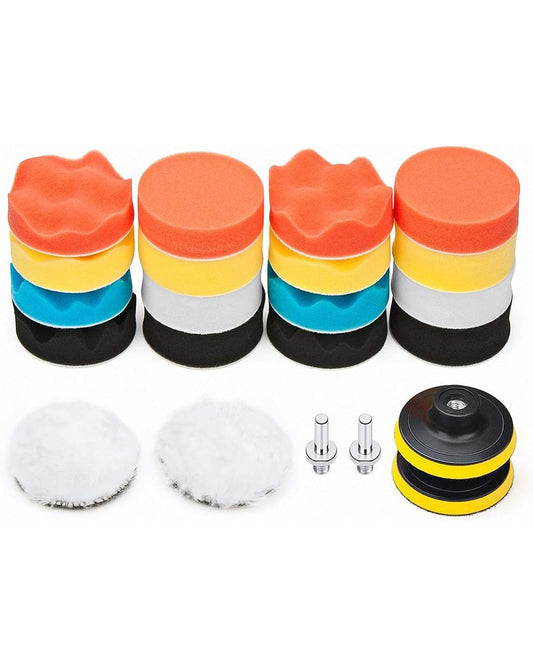 Car Foam Drill Polishing Pad Kit - 22-Piece Complete Polishing and Buffing Kit for Auto Detailing