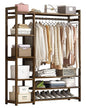 Bamboo Wardrobe Coat Rack – Multifunctional Freestanding Organizer with 5-Tier Shelves, Sustainable (120 x 30 x 150 cm)