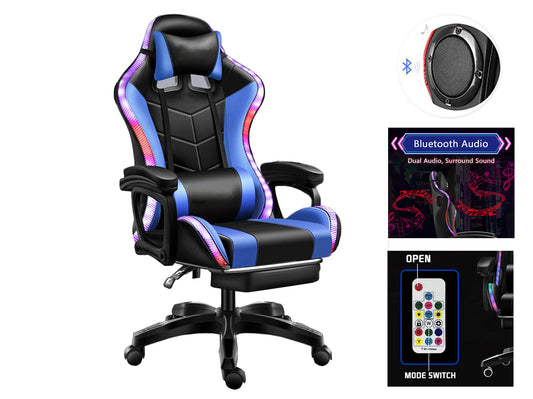Gaming Chair with RGB Lights – Ergonomic Gaming Chair with Footrest & Speakers
