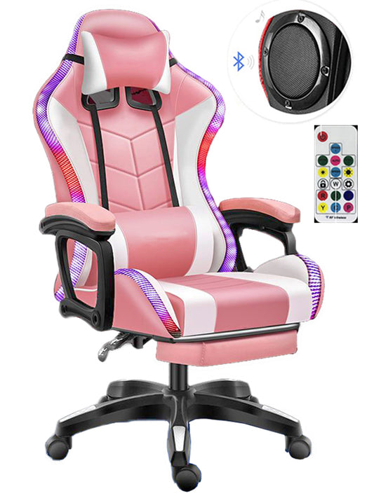 Gaming Chair with RGB Lights – Ergonomic Gaming Chair with Footrest & Speakers