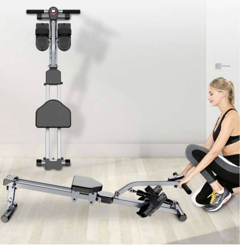 Indoor Foldable Rowing Machine with 12 Adjustable Resistance – Home Gym Rowing Workout Fitness Equipment