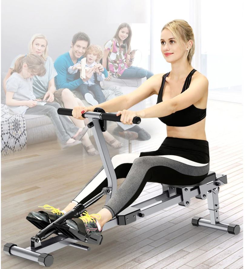 Indoor Foldable Rowing Machine with 12 Adjustable Resistance – Home Gym Rowing Workout Fitness Equipment