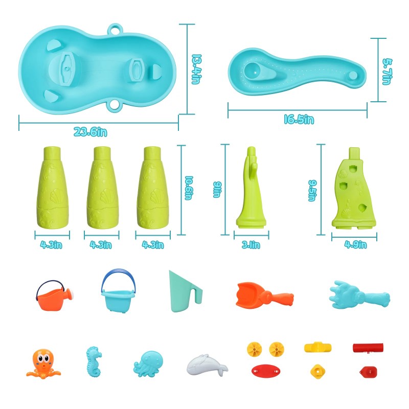 Water Table for Toddlers - 2-Tier Rain Pond Activity Sensory Play Table for Beach Summer Outdoor Fun (Ages 1-3)