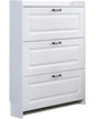 Slim Flip Shoe Cabinet – 3-Tier White Shoe Cabinet with Eco-Friendly Design & Rounded Corners