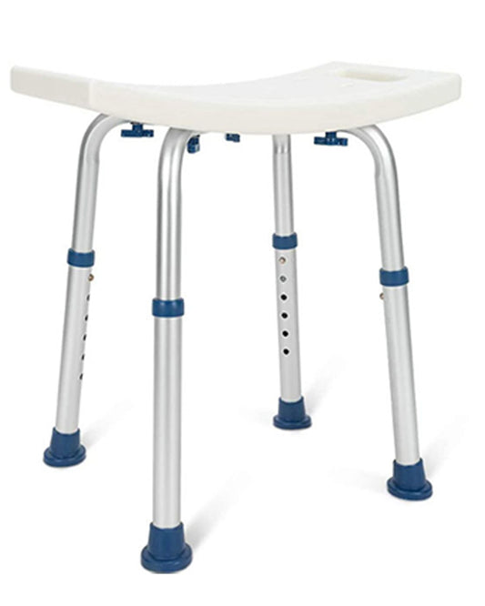 Adjustable Bath and Shower Chair with Non-Slip Seat – White