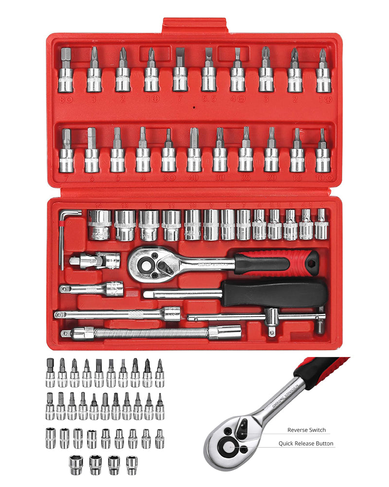 Ratchet Wrench Socket Set 46Pcs