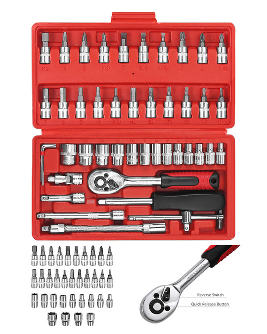 Ratchet Wrench Socket Set 46Pcs