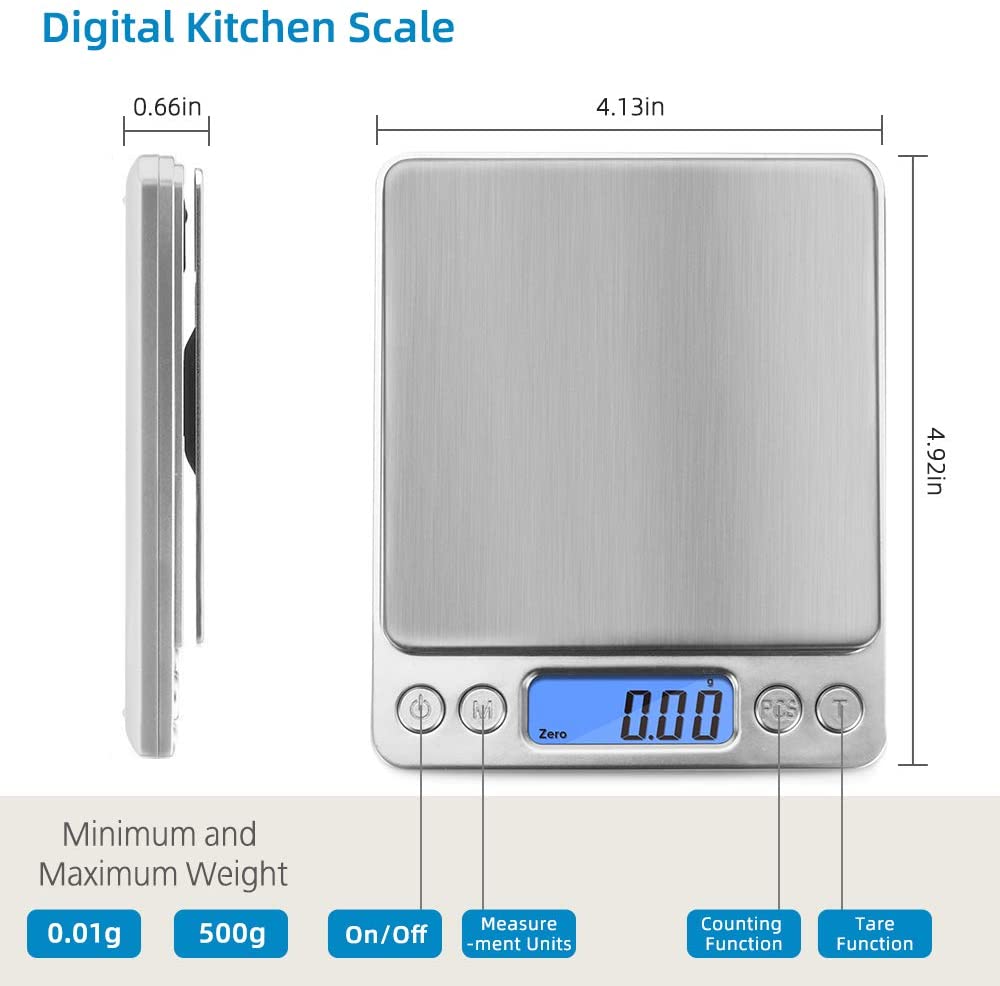 Digital Kitchen Scale – Mini Pocket Scale with 500g Capacity and 0.01g Precision