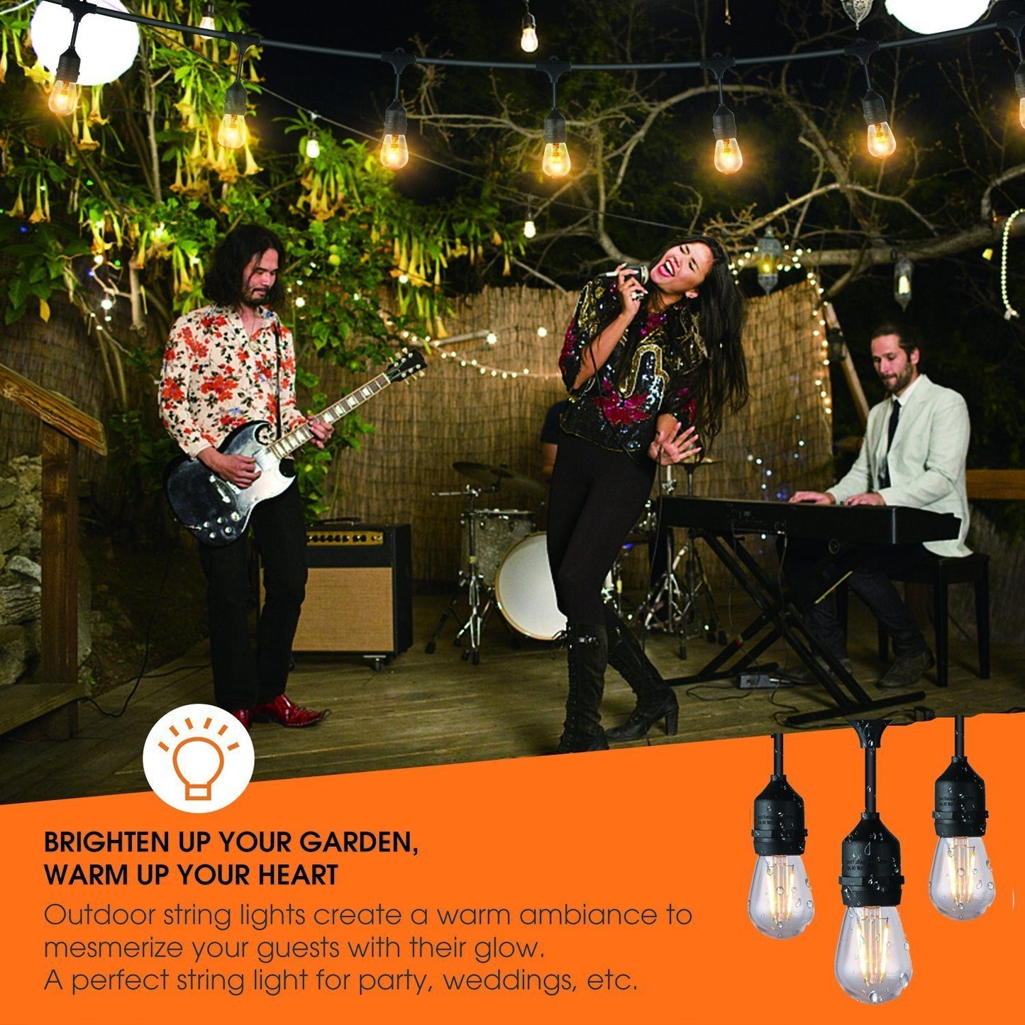 Garden String Light, Festoon Light 15m