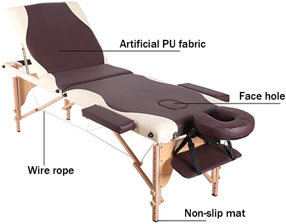Massage Table 3-Fold Adjustable – Portable PU Massage Table
