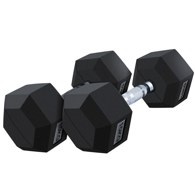 10KG Rubber Hex Dumbbell Gym Weight