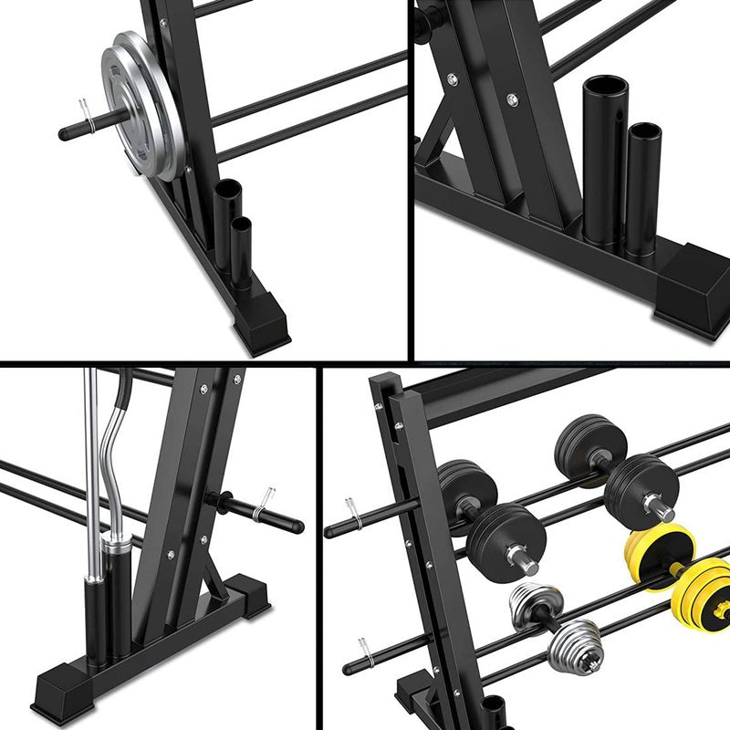 3-Tier Dumbbell Rack – Heavy-Duty Dumbbell Rack with Barbell & Weight Storage