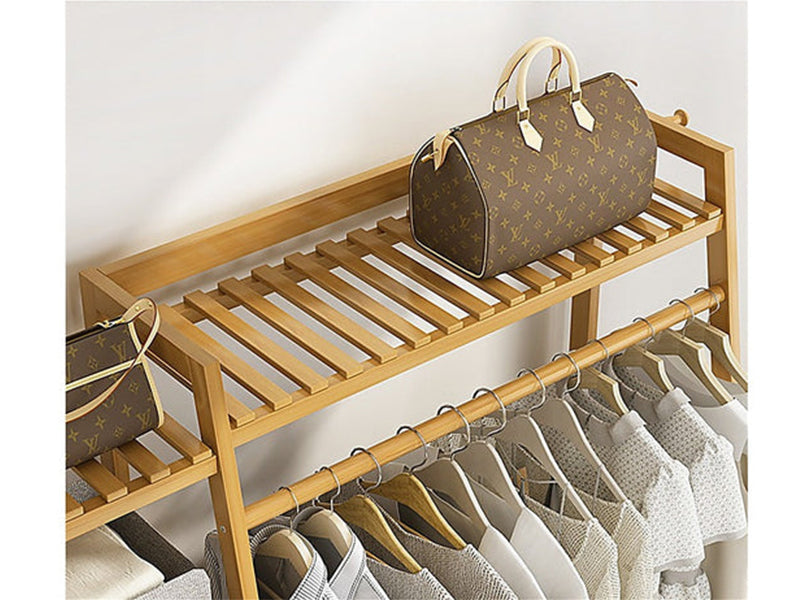 Clothes Rack Coat Garment Stand – Bamboo Rail Hanger