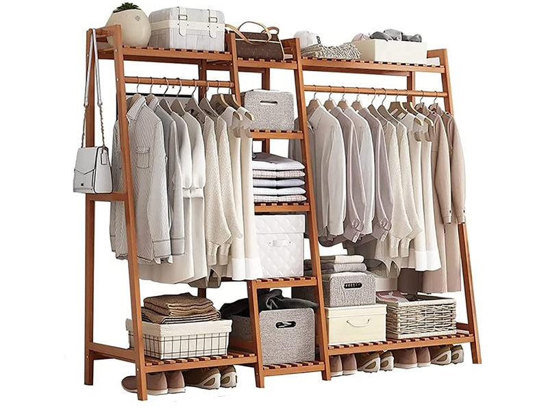 Clothes Rack Coat Garment Stand – Bamboo Rail Hanger