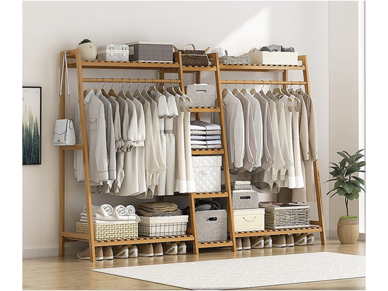 Clothes Rack Coat Garment Stand – Bamboo Rail Hanger