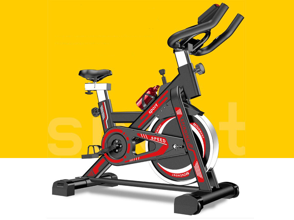Spinning Bike for Home Cardio Workout - Silent, Adjustable Resistance, Heavy Duty Red Exercise Bike for Fitness Training, Cycling, and Weight Loss