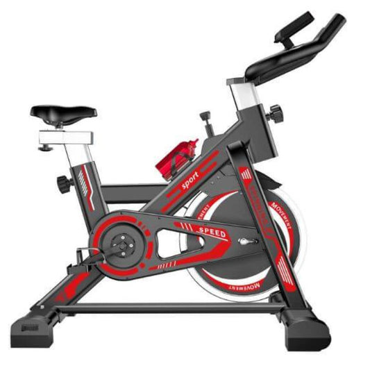 Spinning Bike for Home Cardio Workout - Silent, Adjustable Resistance, Heavy Duty Red Exercise Bike for Fitness Training, Cycling, and Weight Loss