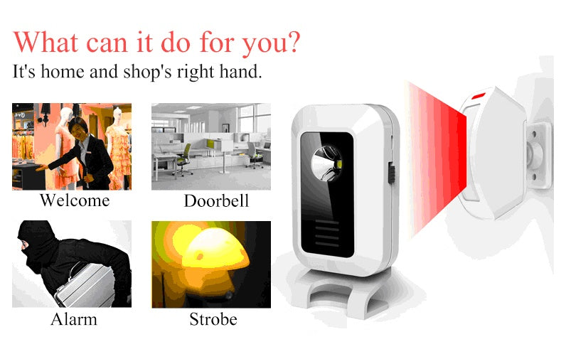 Voice Induction Home Door Bell - Safety Transmitter Receiver, Wireless Music Motion Sensor, Guest Welcome Split Entry Sensor for Home, Hotel, Office