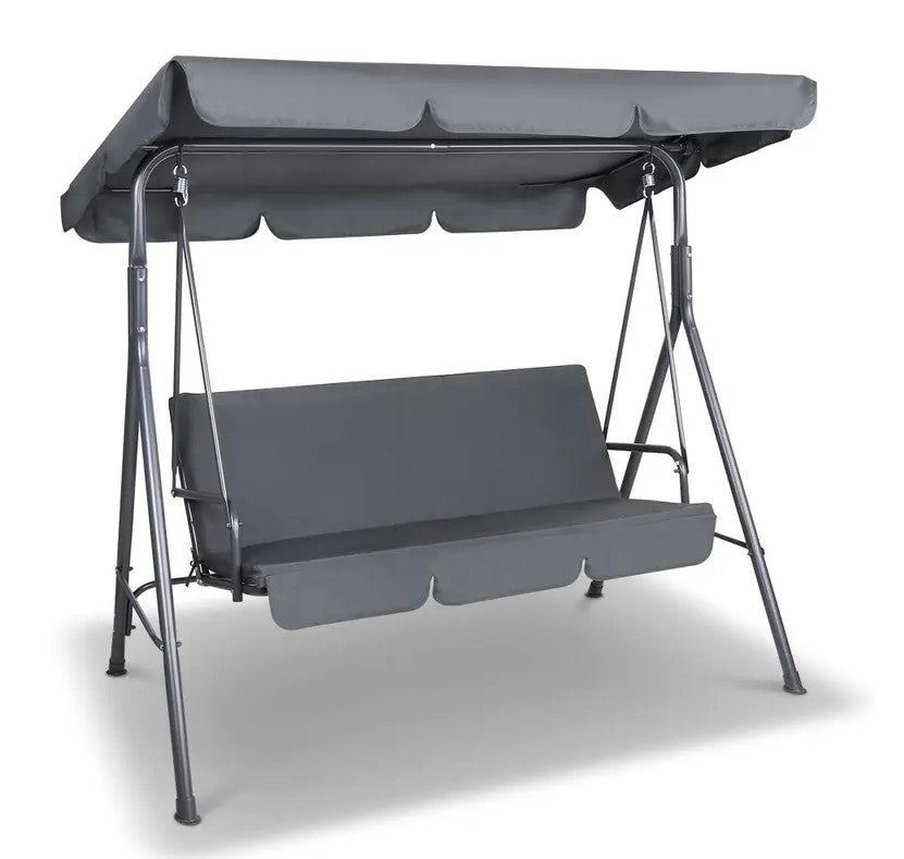 Outdoor Swing Chair Hammock Garden Canopy Bench 3 Seater - Grey