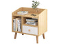 Bedside Table Modern – Nordic Bedside Table with Drawer, Shelves & Rounded Corners (19x17")