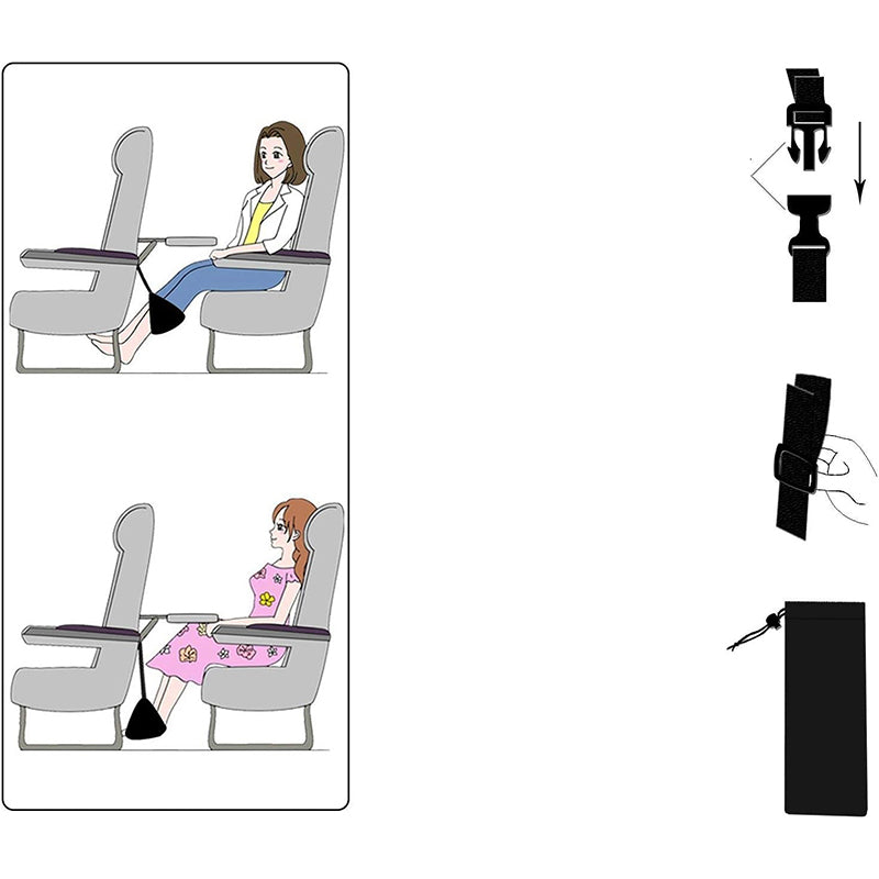 Airplane Footrest with Head Hammock - Comfortable Travel Footrest for Flights, Trains, and More