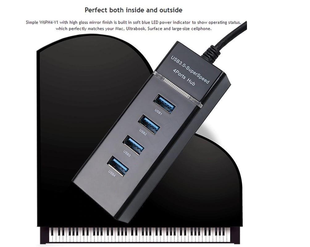 USB Hub – 4-Port USB 3.0 Hub with 5Gbps Speed & Plug-and-Play Design