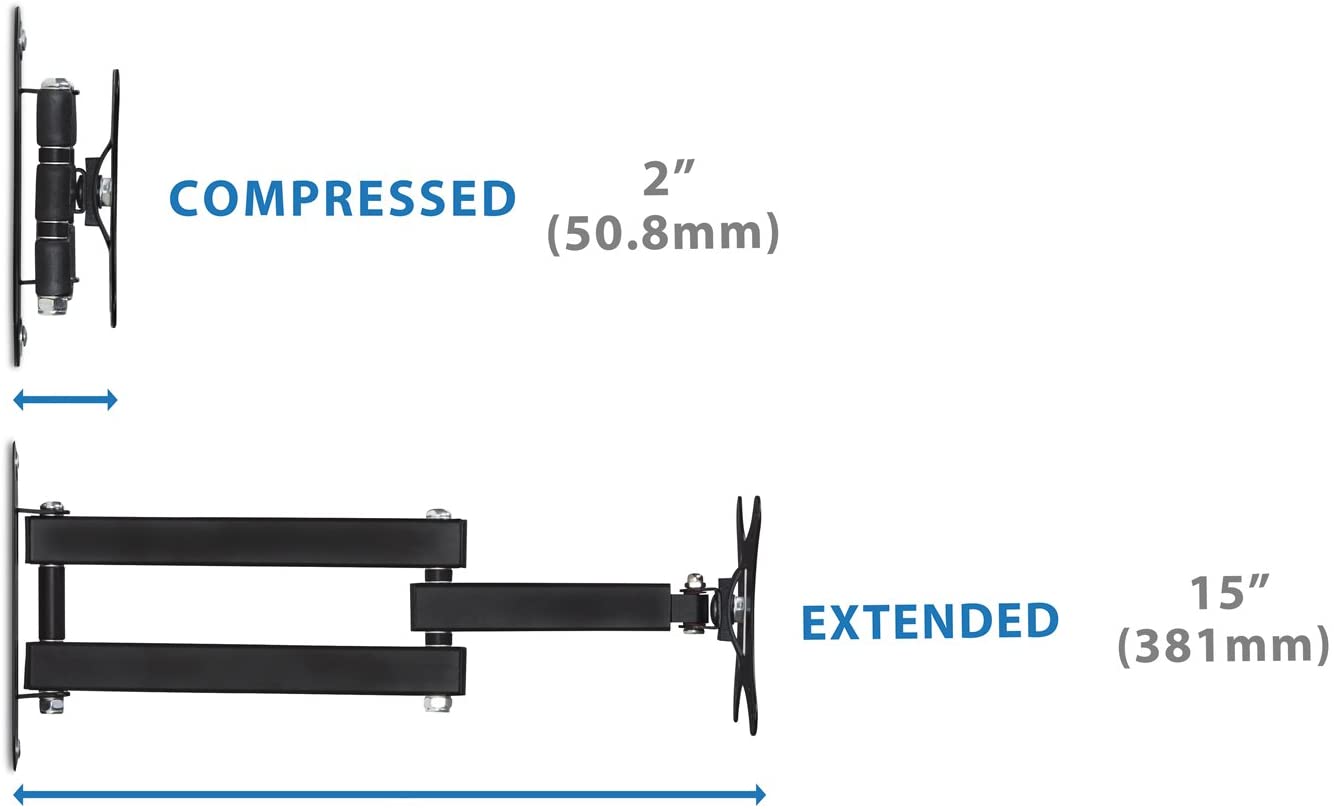 TV Bracket Swivel Full Motion Flat Mount for Computer Monitors (Up to 24 inches)