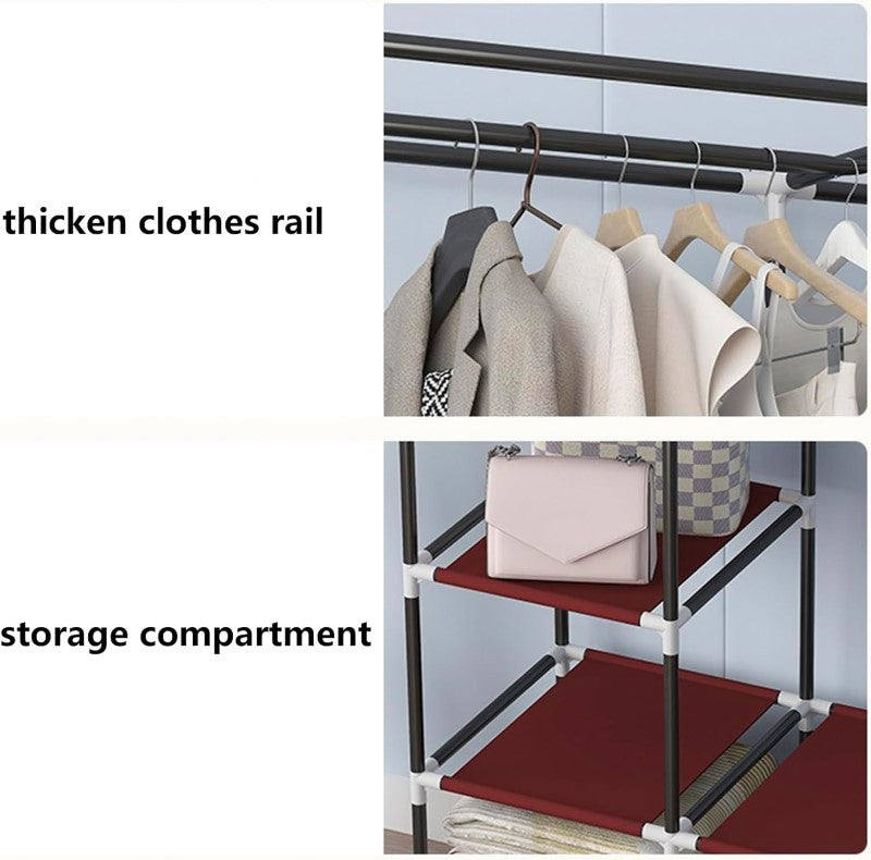 Portable Closet Wardrobe – Large Fabric Storage Organizer with Shelves and Hanging Rod