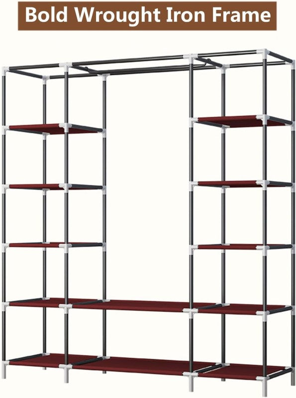 Portable Closet Wardrobe – Large Fabric Storage Organizer with Shelves and Hanging Rod
