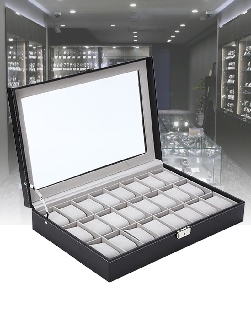 24 Slot Watch Box Organizer, Watch Display Case, Jewelry Display Case