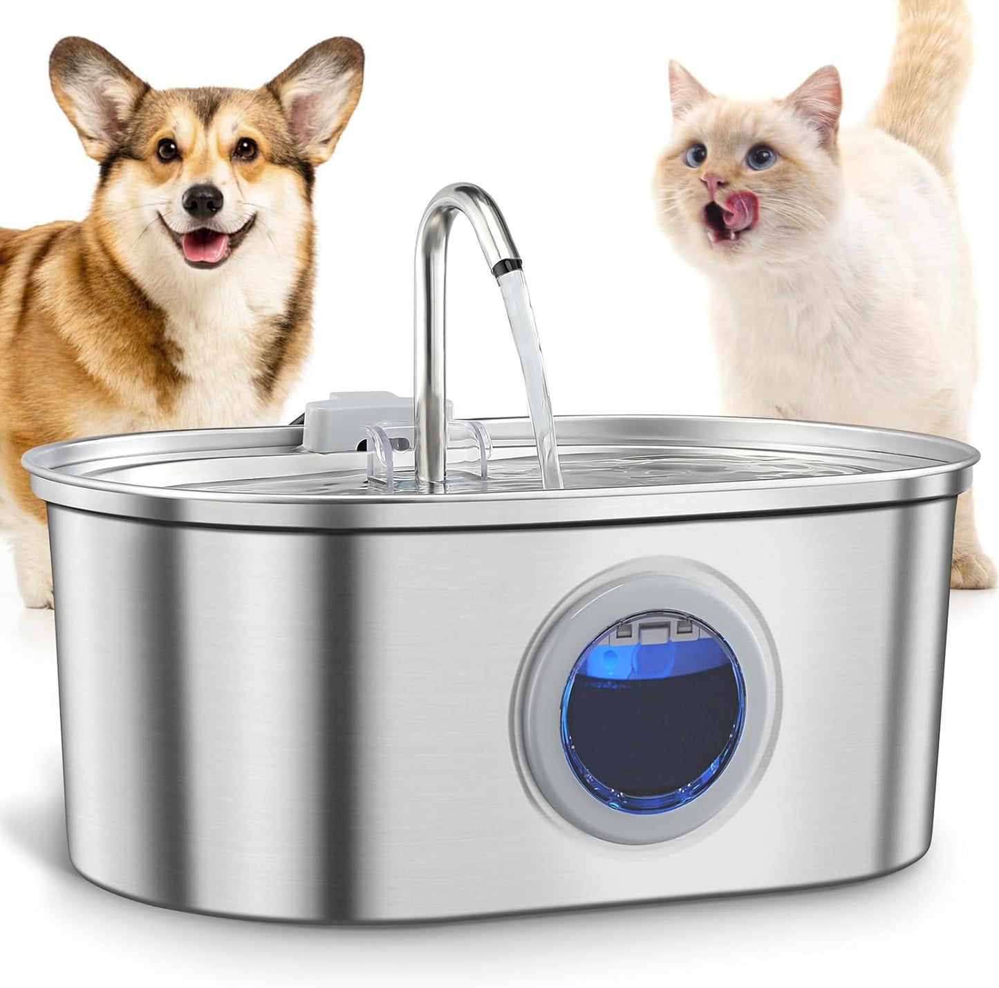 Stainless Steel Cat Water Fountain – 3.2L Water Dispenser with Dual Filter System