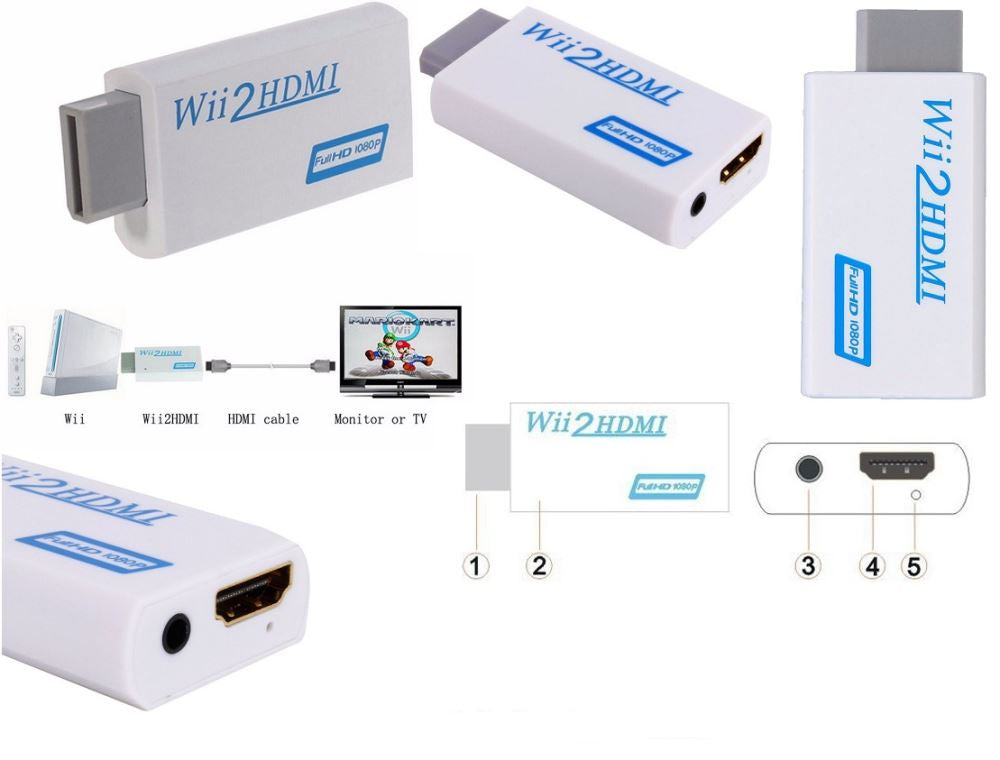 Wii to HDMI Adapter Converter HD 1080P Output Upscaling