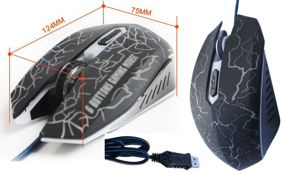 2.4GHz Wired Gaming Mouse with LED Lights